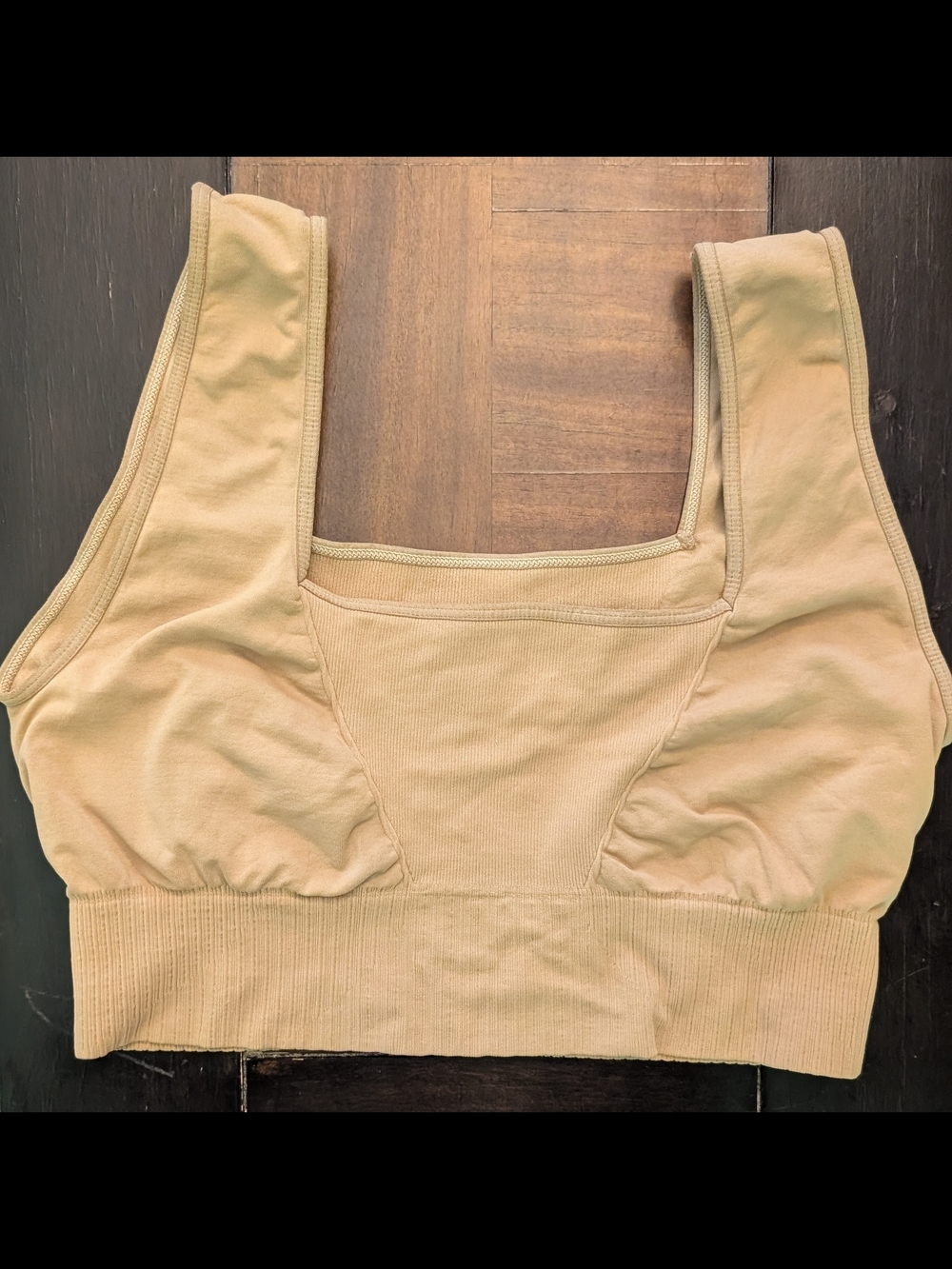 Free People Ribbed Square-Neck Bralette in Beige Size Medium
